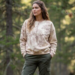 REI Cooperative Campout Sweatshirt Size L Alava Ferns White Oak Cotton Pullover